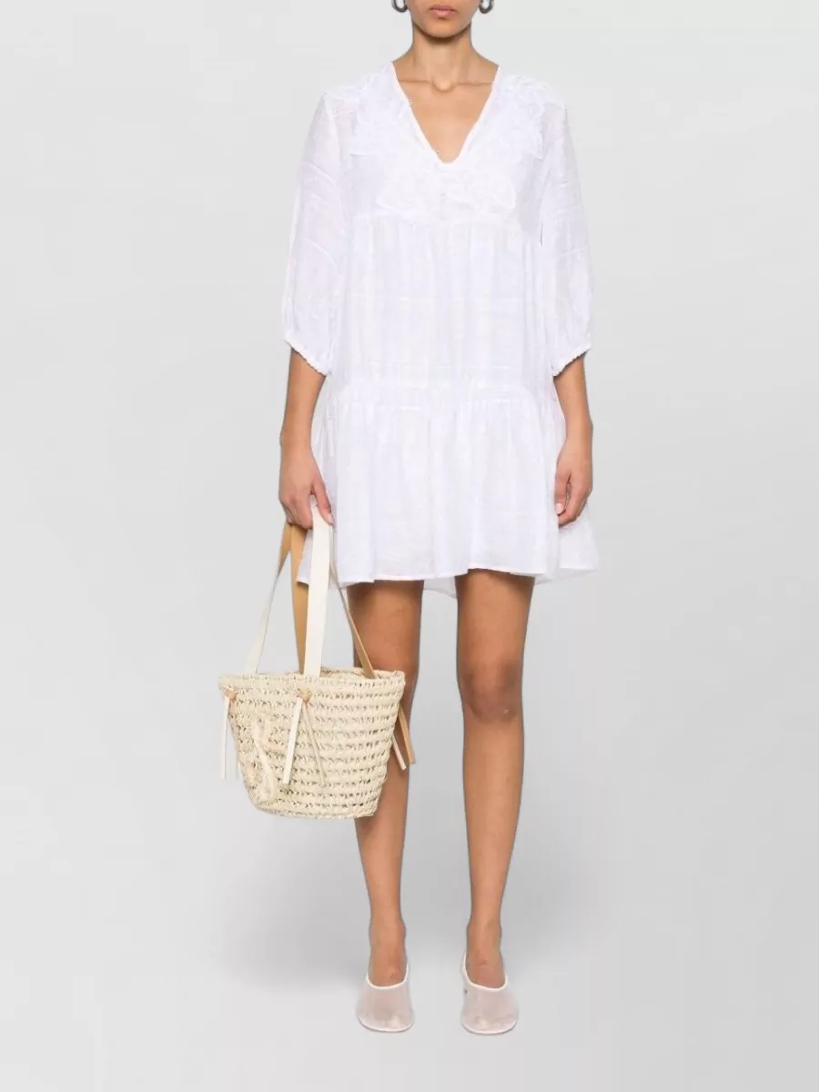 Ermanno Firenze Embroidered Long-Sleeve Mini Dress