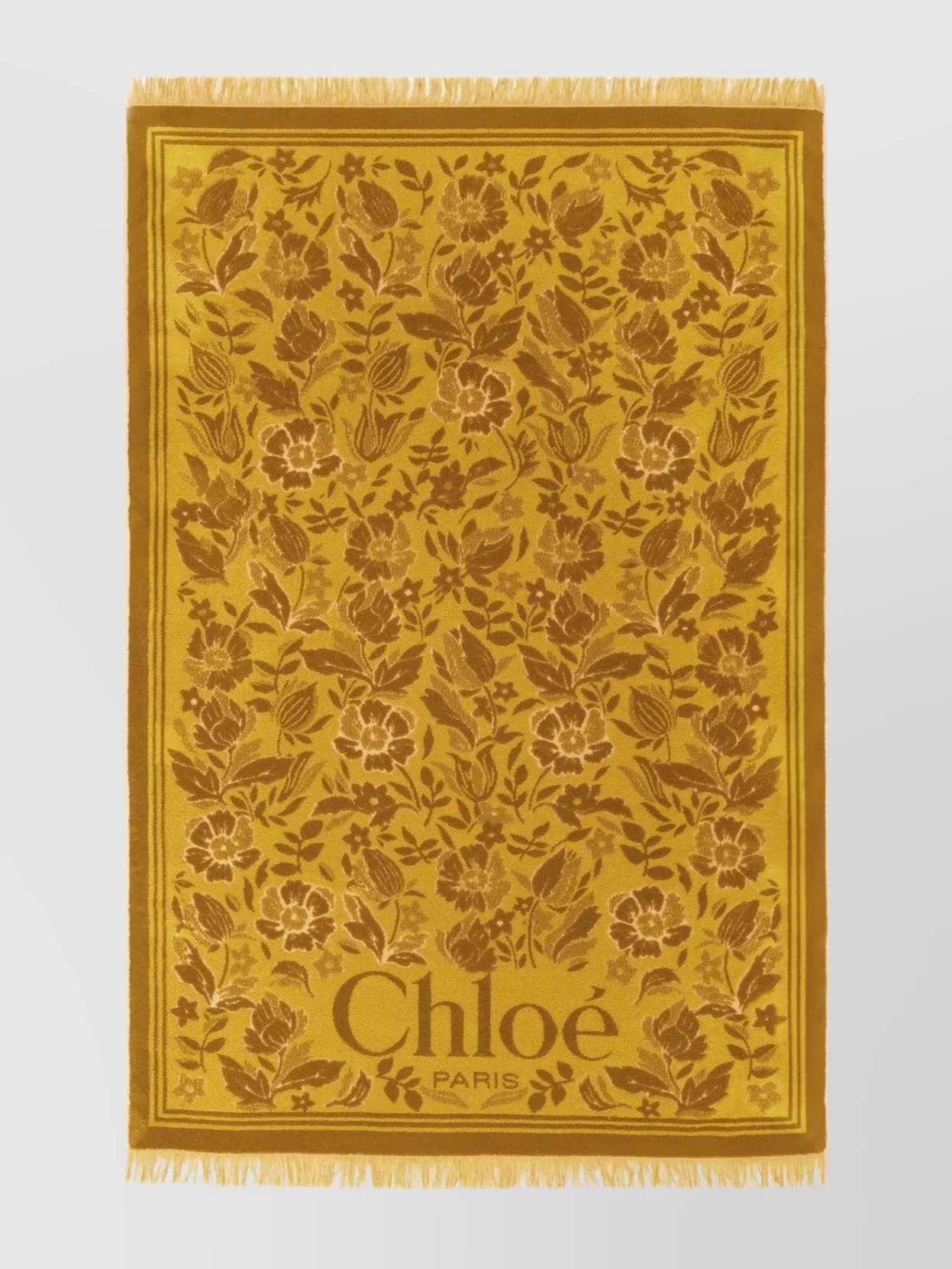 CHLOÉ COTTON TOWELING SCARF WITH FLORAL JACQUARD MOTIF