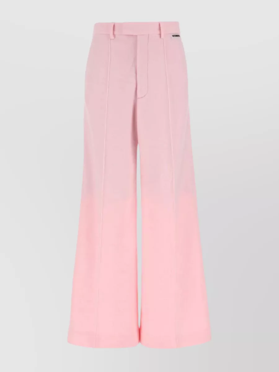 Shop Vetements Pleated Flared Wide-leg Trousers In Pink