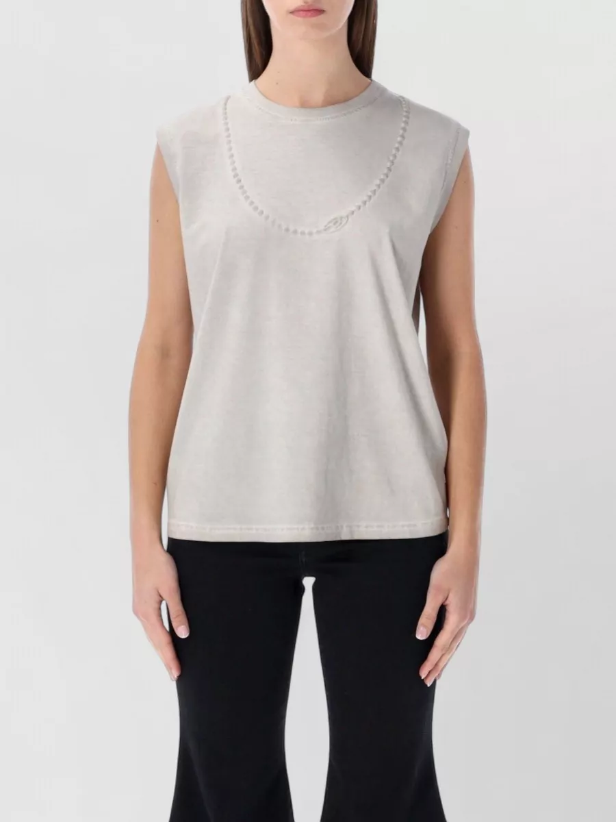 Diesel Chain Motif Sleeveless Tank Top In Neutral
