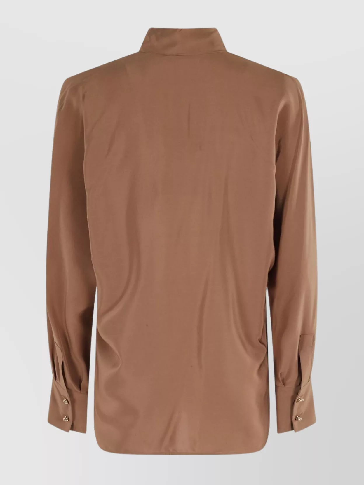 Max Mara Studio Silk Blouse With Bow Collar In Brown
