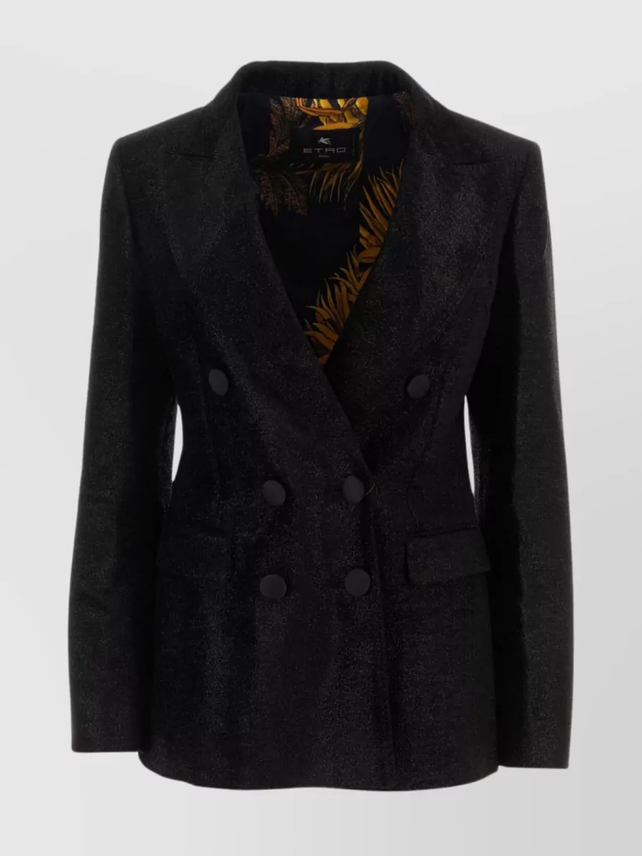 Shop Etro Tailored Viscose Blend Blazer With Back Slit In Black