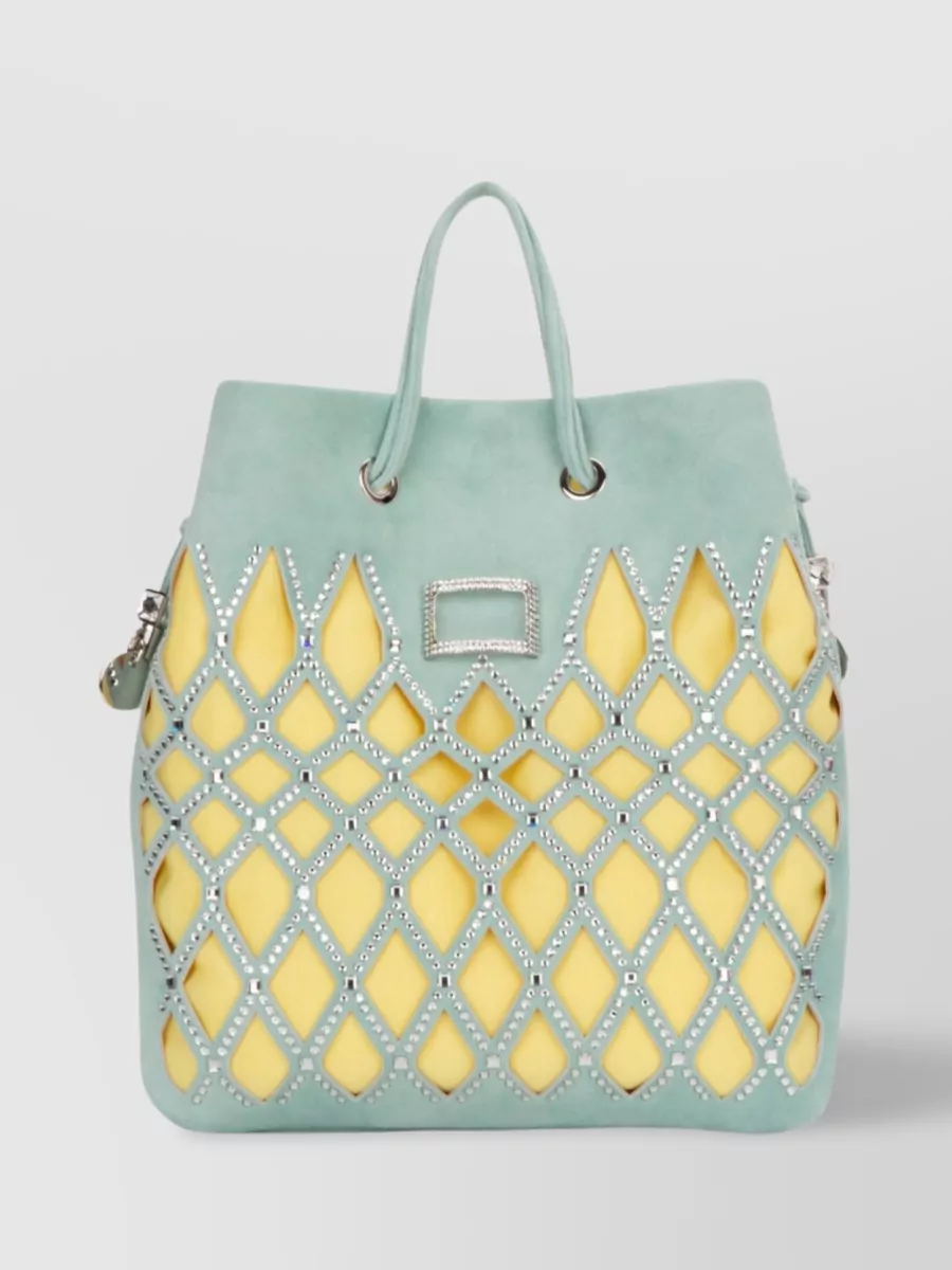 Shop Roger Vivier Colorful Cut-out Embellished Tote In Cyan