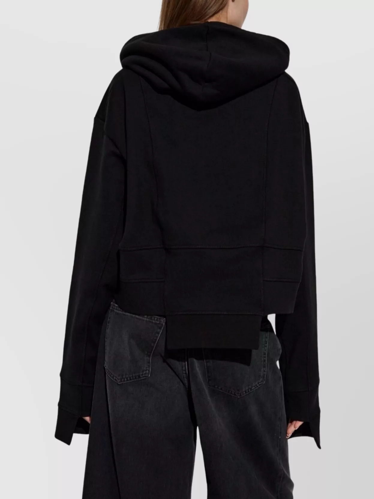 Dsquared2 Asymmetric Hem Cropped Hoodie Drawstring