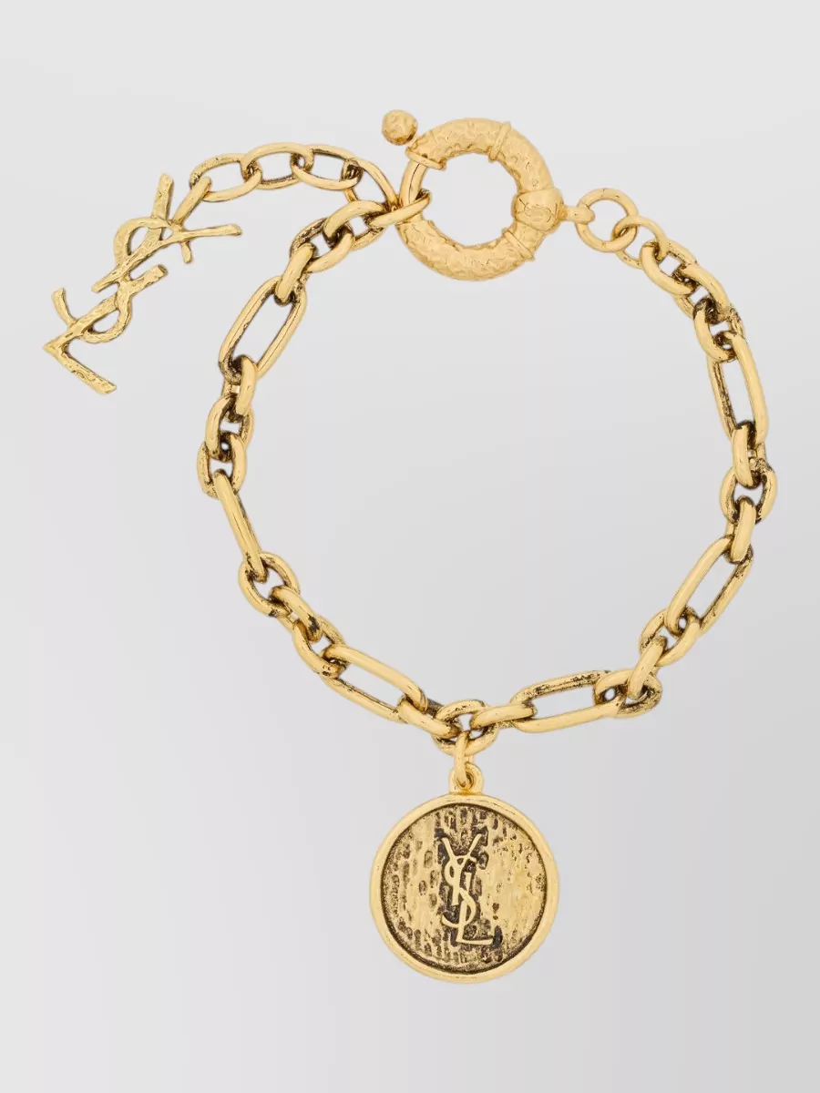 Saint Laurent Textured medallion chain bracelet
