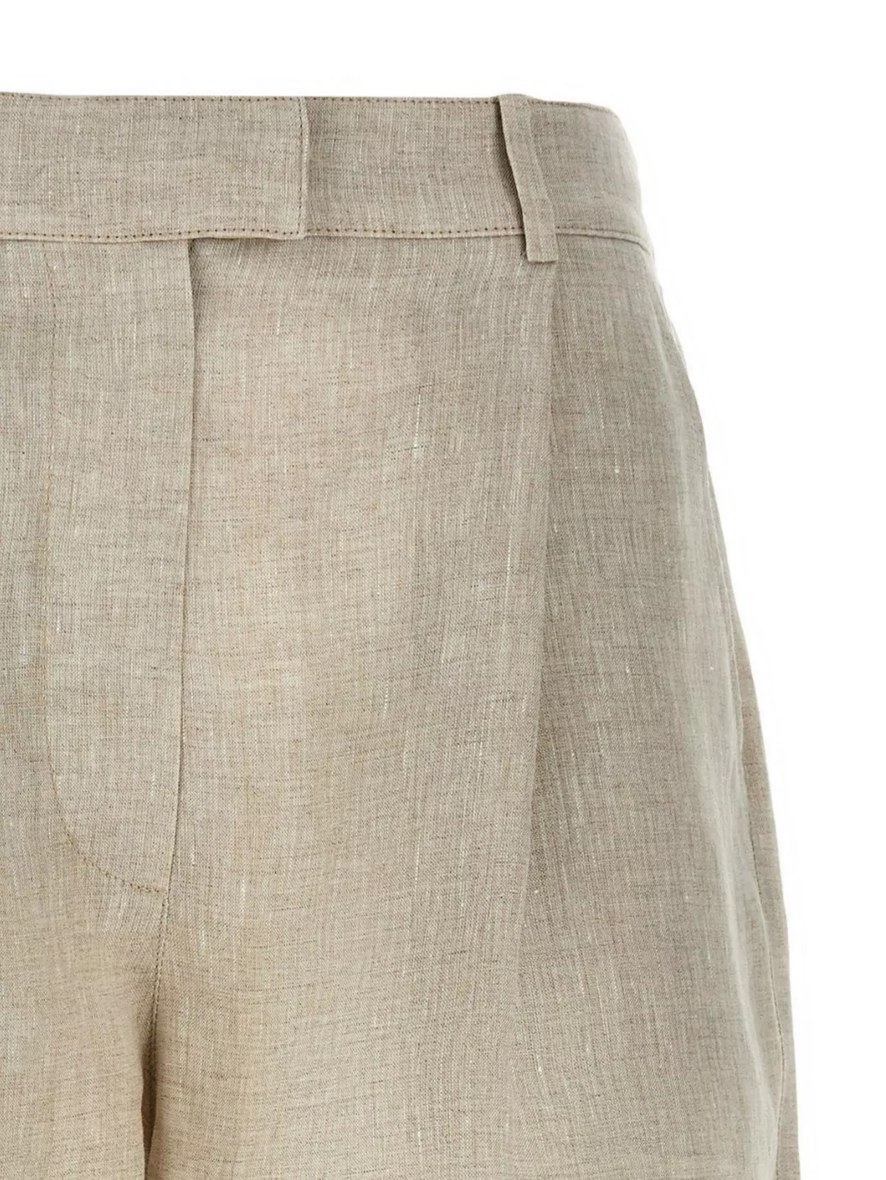 Shop Brunello Cucinelli Linen Shorts With Back Pockets And Belt Loops