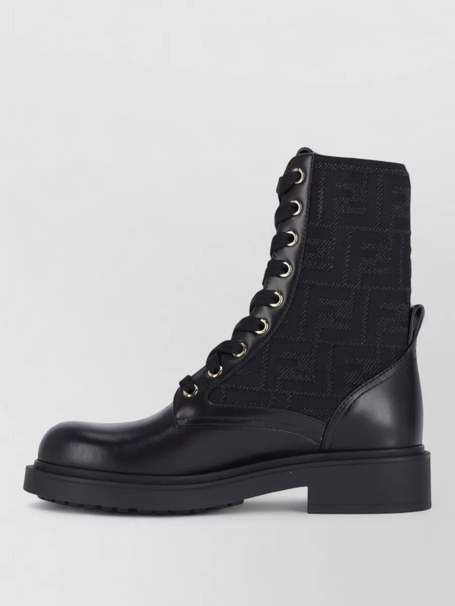 Fendi Ankle Length Boots Chunky Heel Round Toe