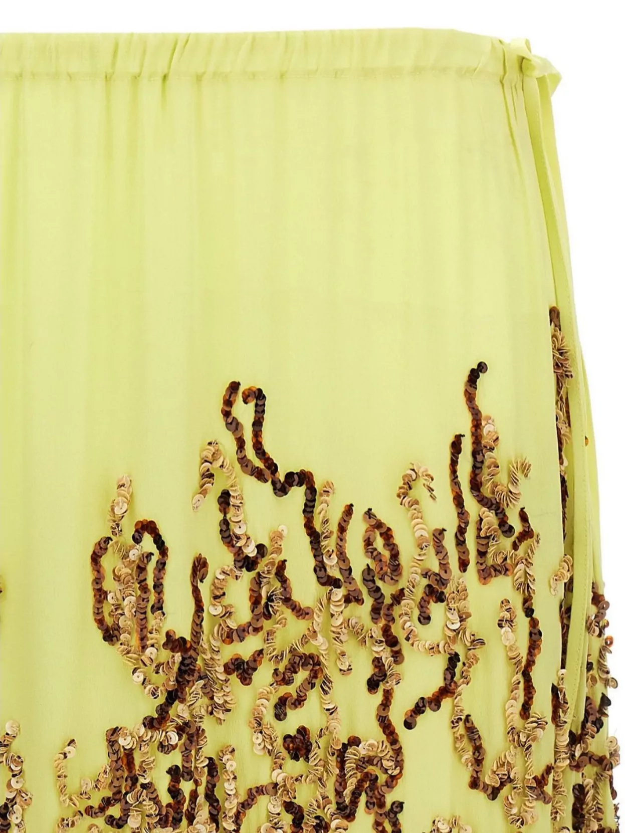 Dries Van Noten Embellished Midi Skirt With Side Tie Detail In Yellow