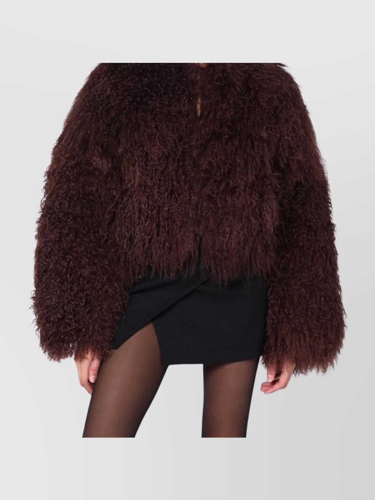 Halfboy Short Faux Fur Open Front Coat In Burgundy