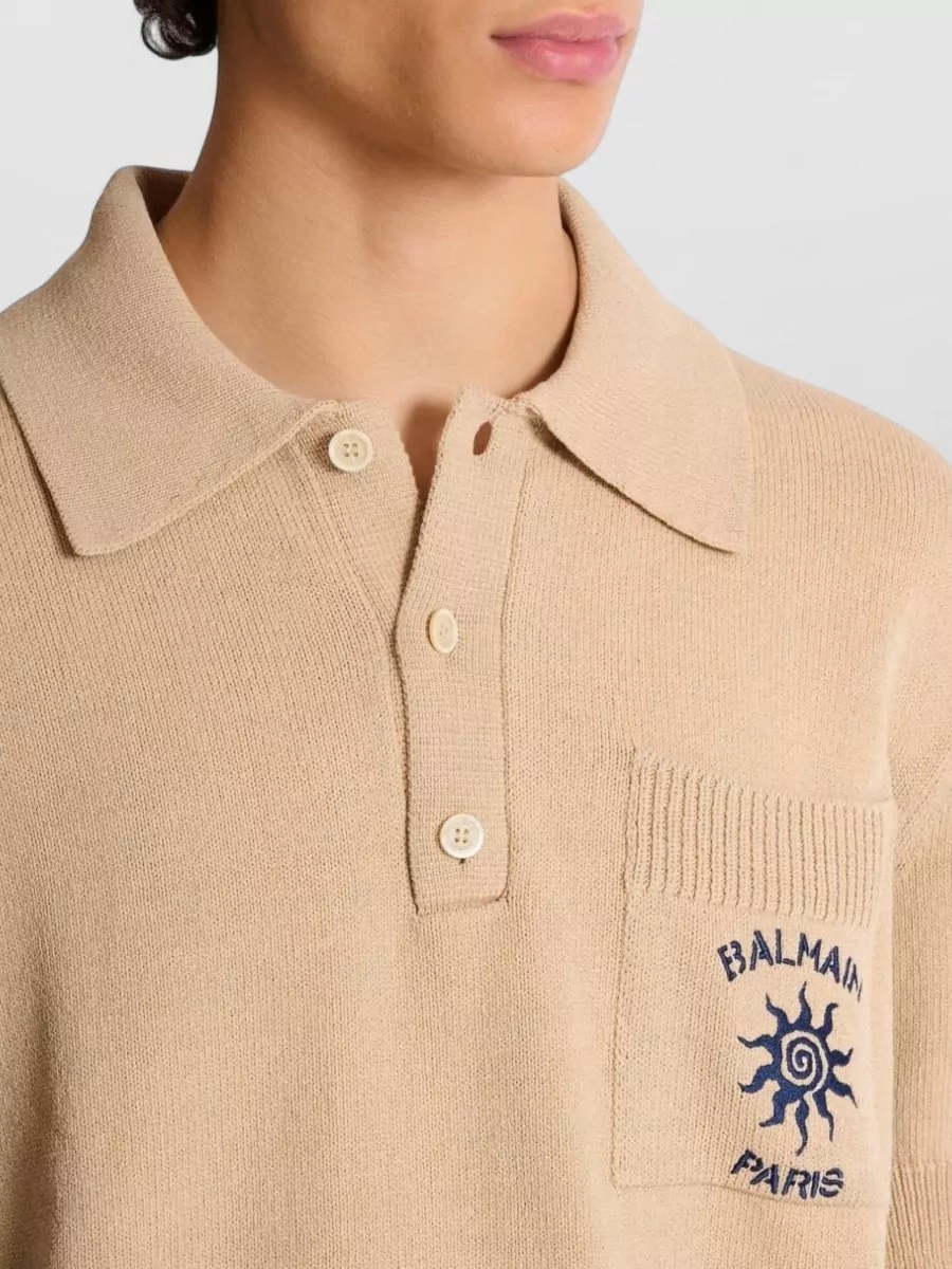 Balmain Ribbed Short-Sleeve Polo Shirt