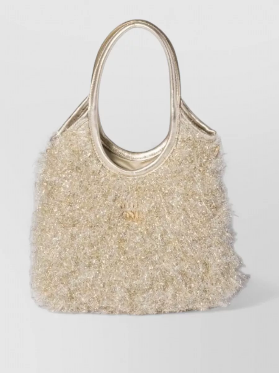 Miu Miu Fur Lurex Tote Bag Detachable Strap Handles