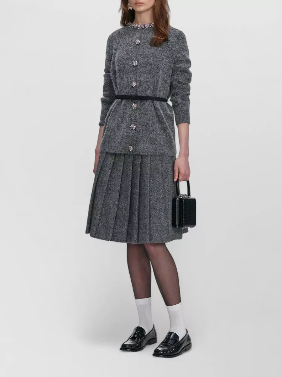 Self-Portrait Crystal Trim Knit Cardigan