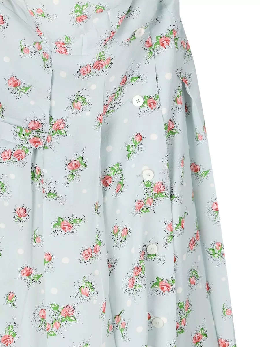 Miu Miu Silk Strapless Rose-Print Midi Dress