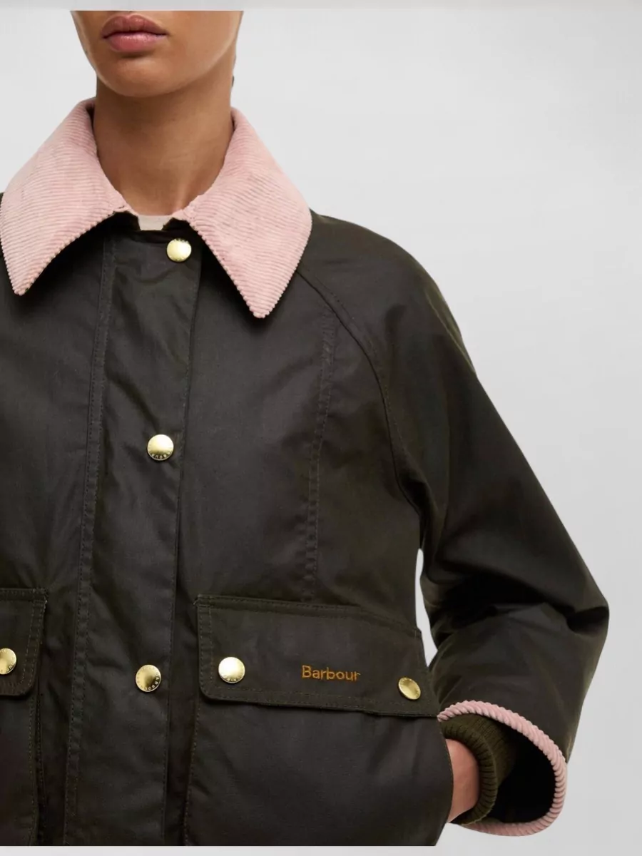 Barbour Jacket Corduroy Collar Contrast Cuffs Adjustable
