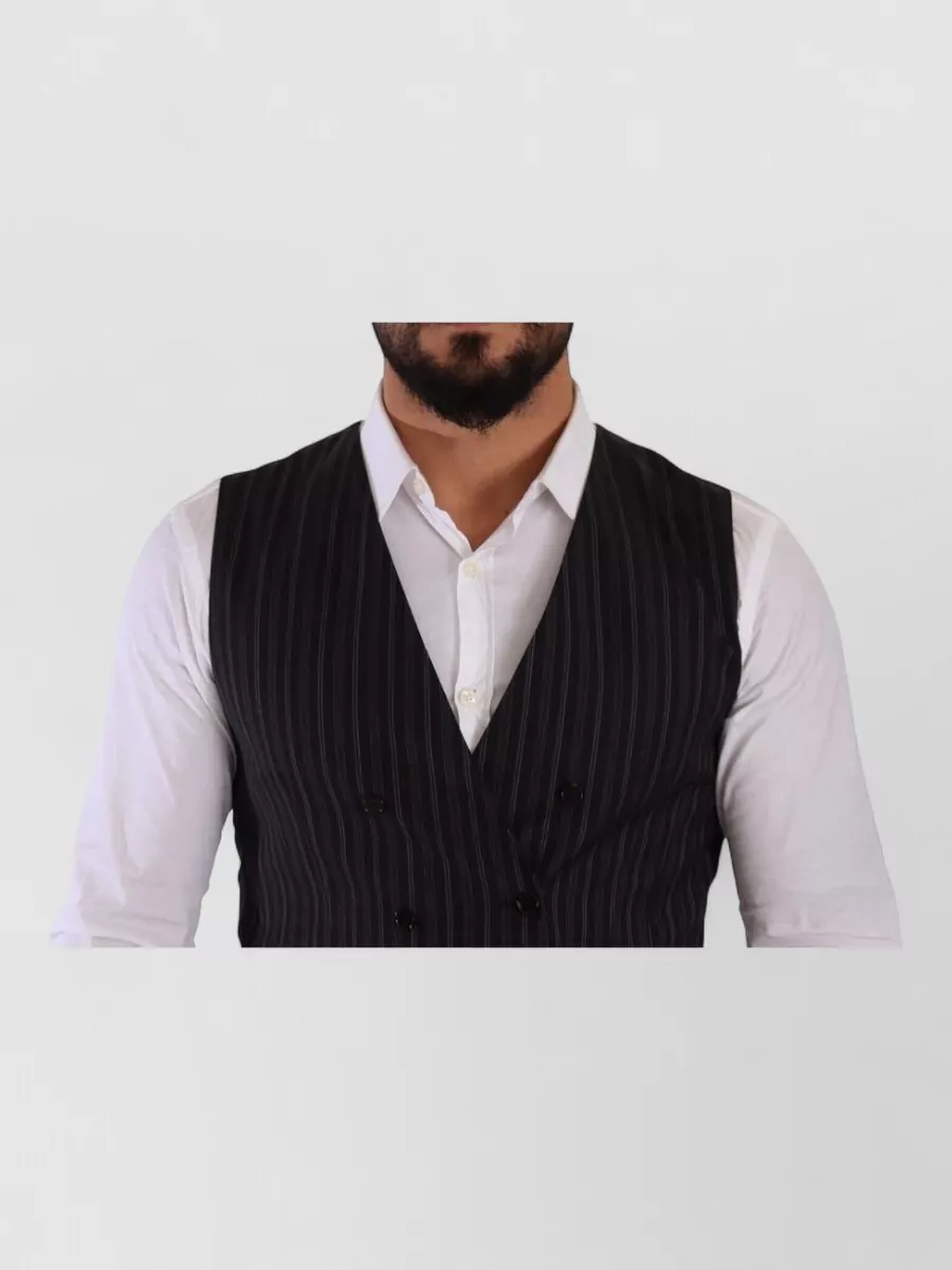 Dolce&Gabbana Wool Striped Double-Breasted Waistcoat
