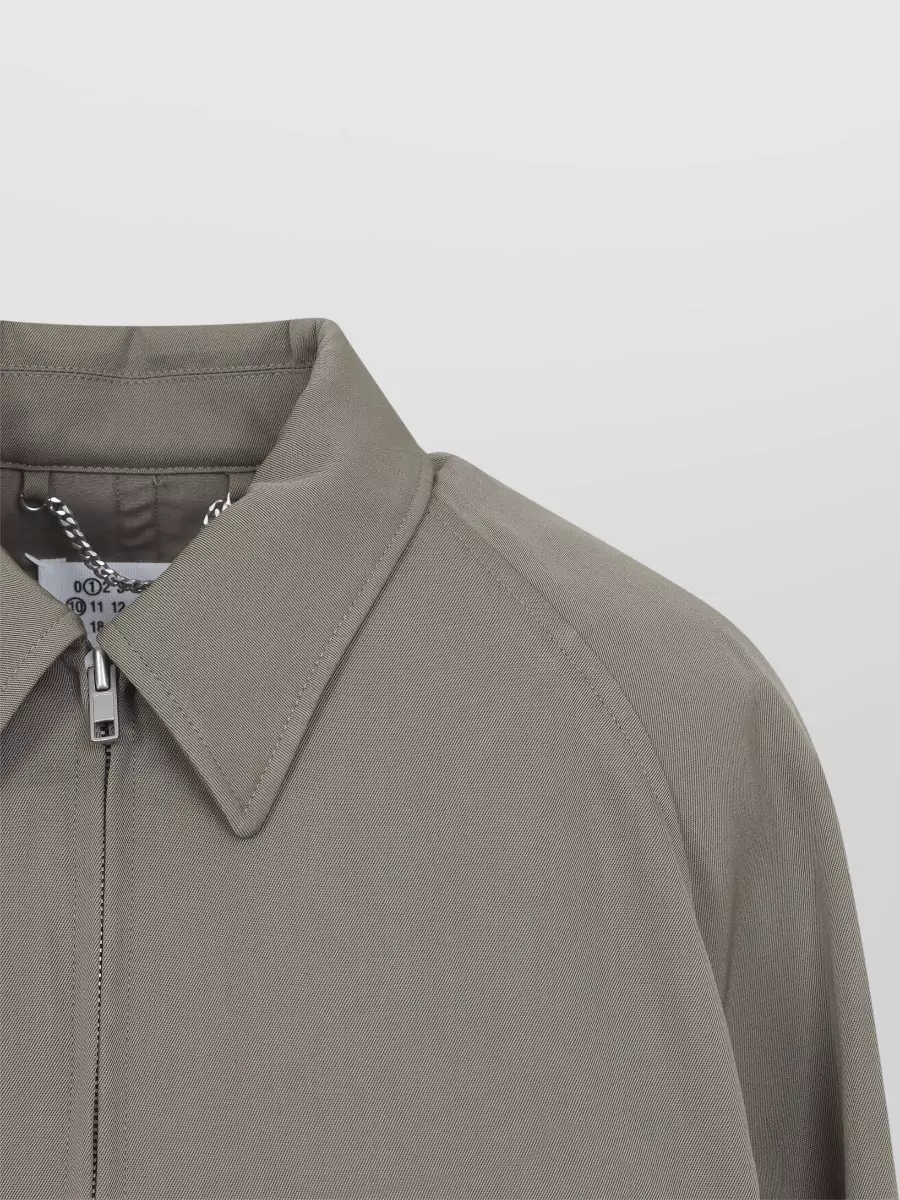 Maison Margiela Wool Jacket Zip Pockets Ribbed Hem Collar