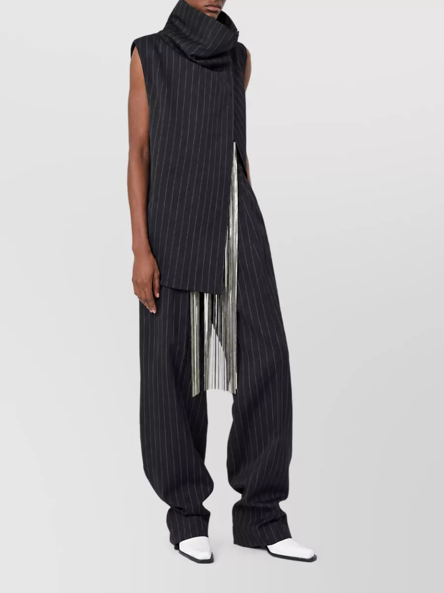 Sportmax Pinstripe Low-Rise Wide-Leg Virgin Wool Suit Trousers