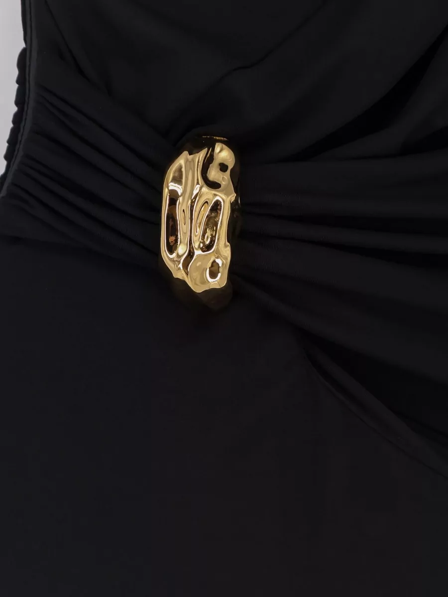 Elisabetta Franchi One Shoulder Stretch Viscose Evening Gown