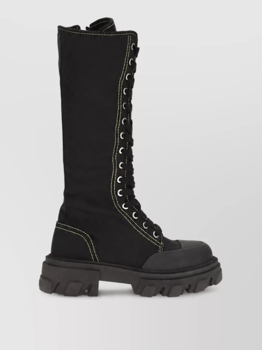 Ganni Cotton Lace-Up Boots