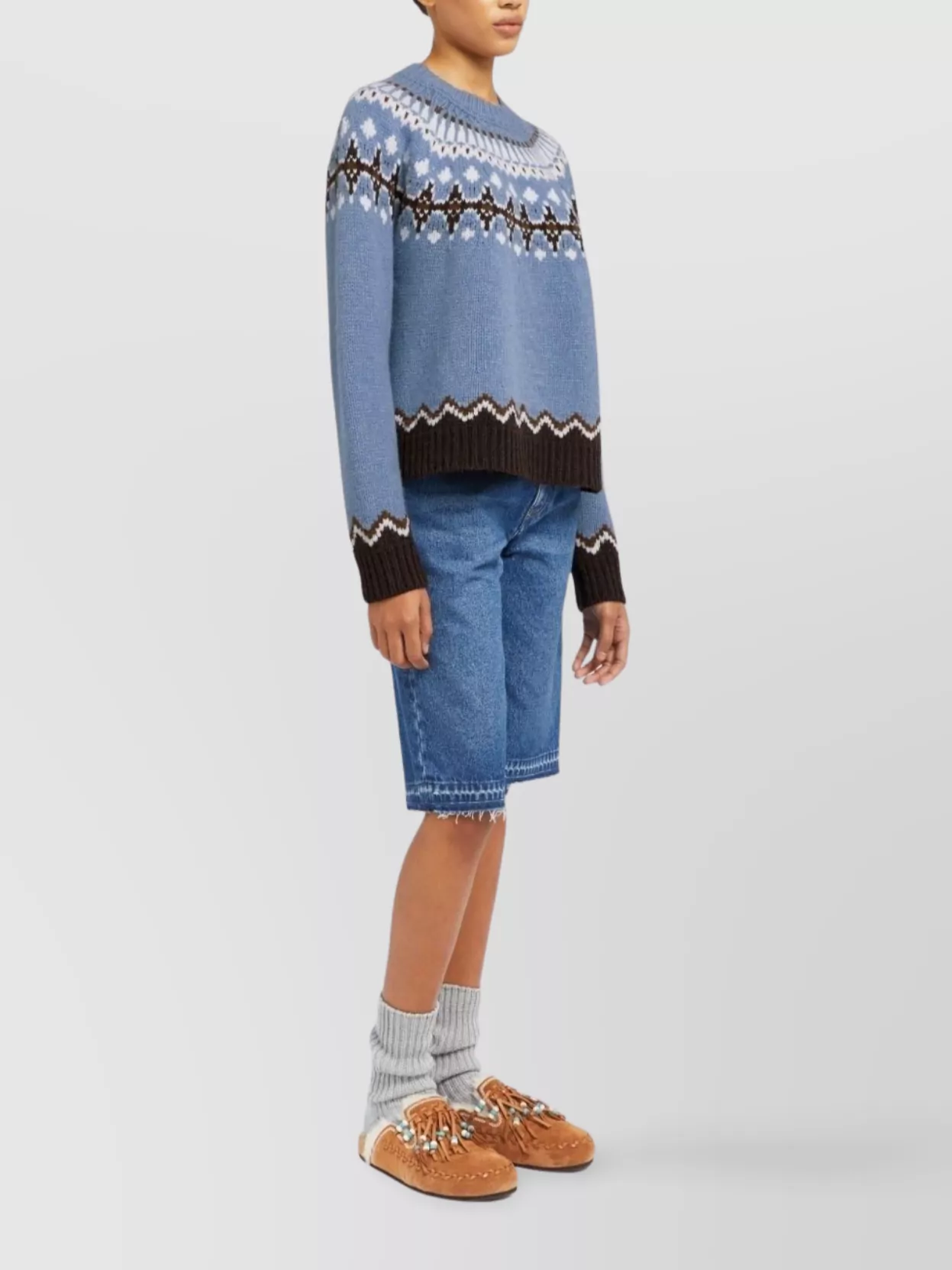 Alanui Sweet Winter Wool Crewneck Jumper In Blue