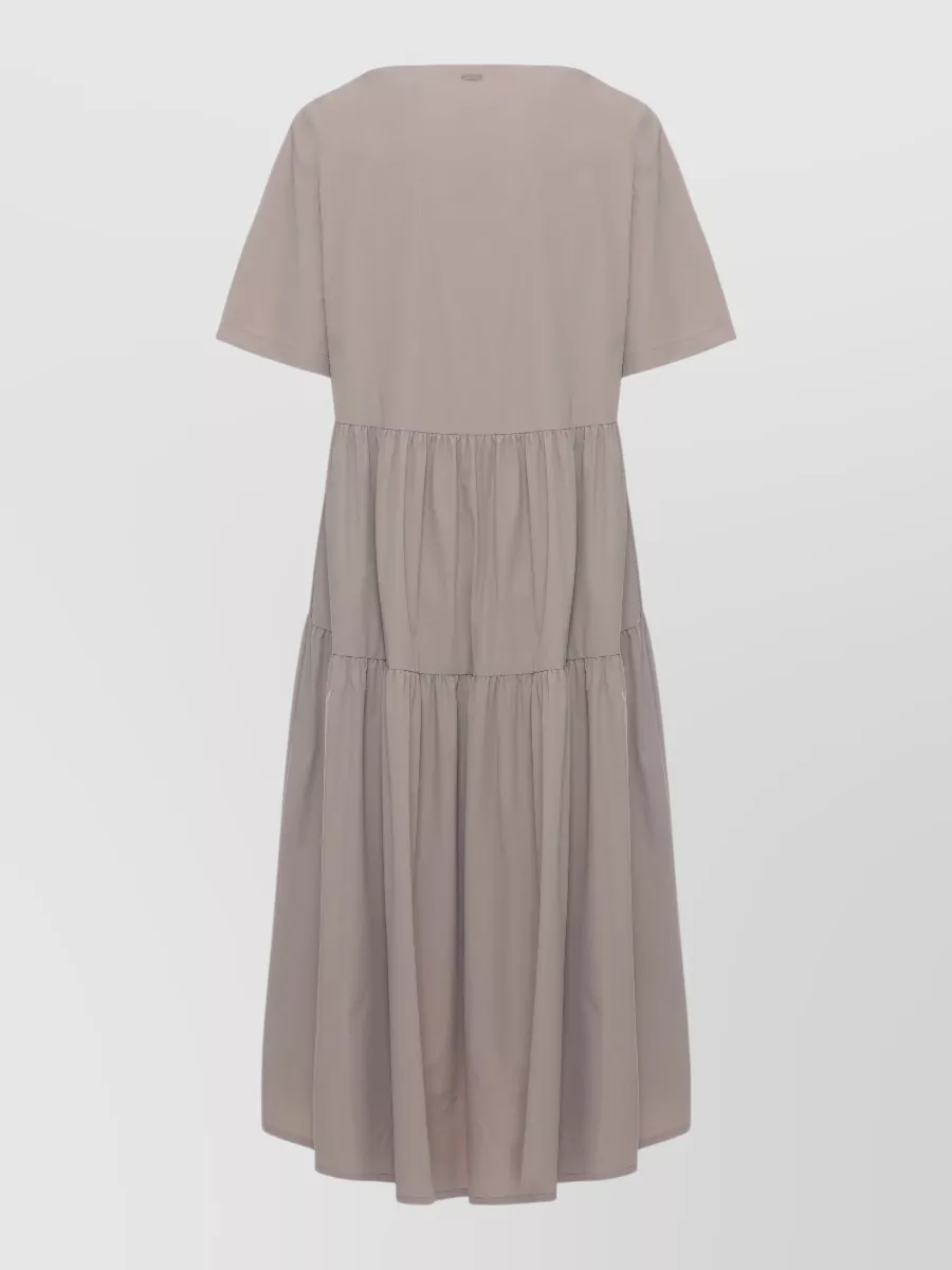 Herno Short-Sleeve Round-Neck Midi Dress