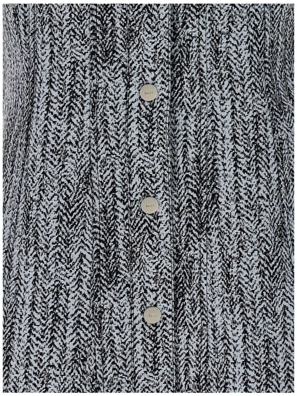 Ganni Sleeveless Scoop Neck Textured Button Dress