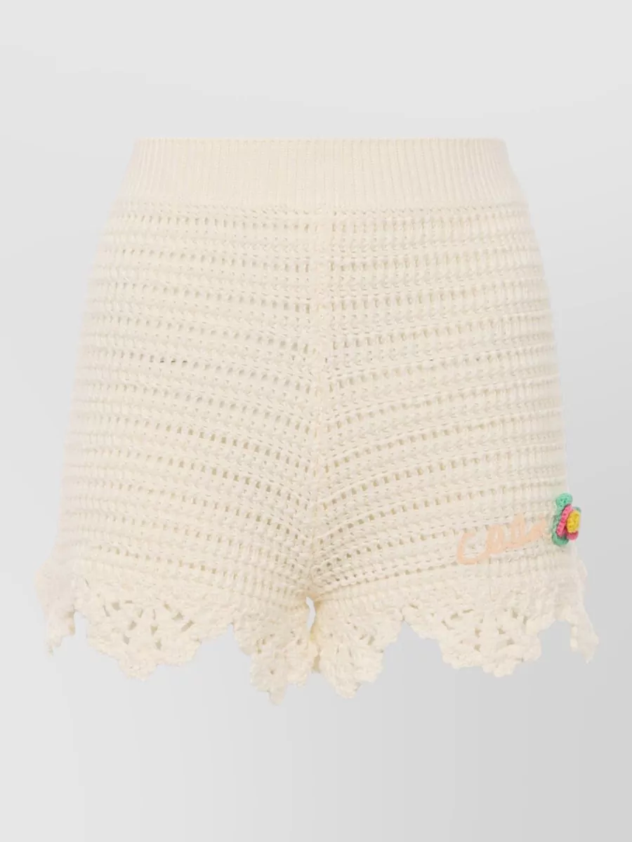 Chloé Cotton high-rise crochet logo-embroidered shorts