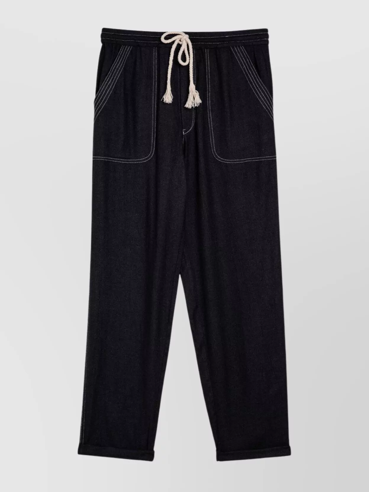 Isabel Marant Étoile Drawstring Silk Trousers Elastic Waistband In Black