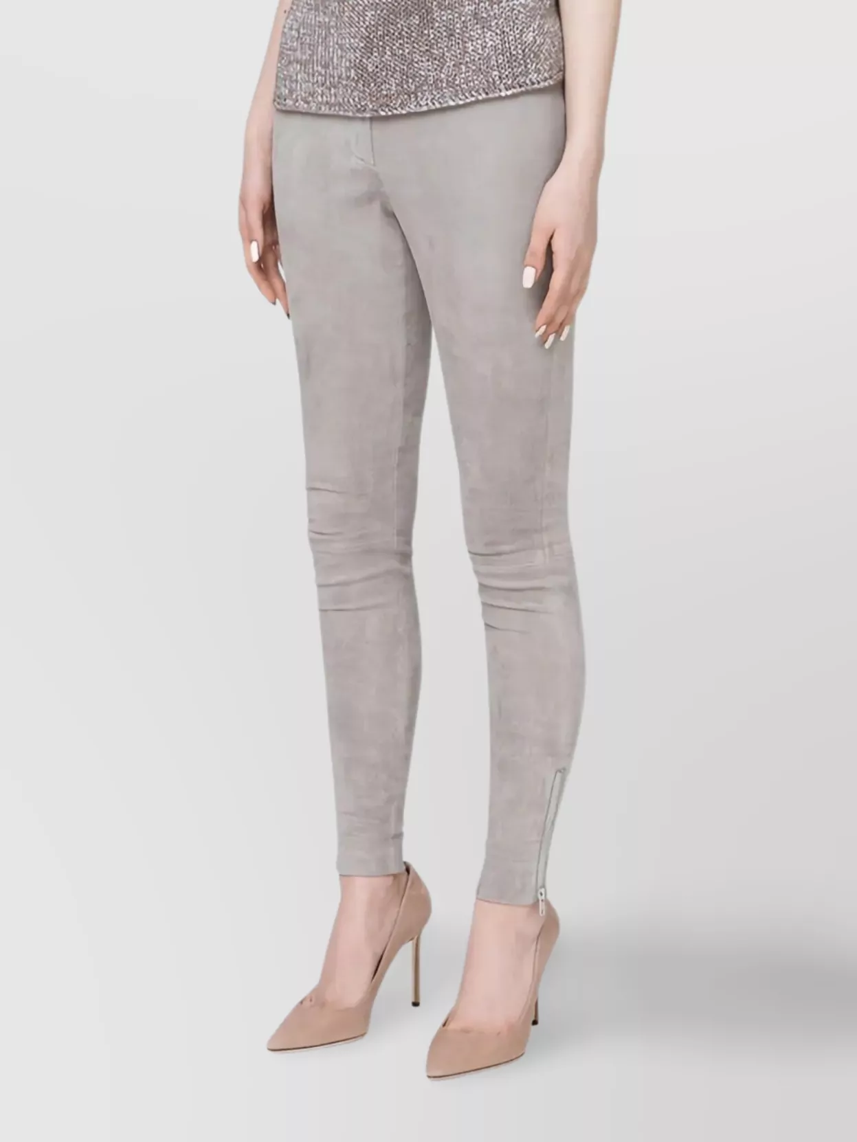 Fabiana Filippi Ankle Length Fitted Trousers Zipper Detail