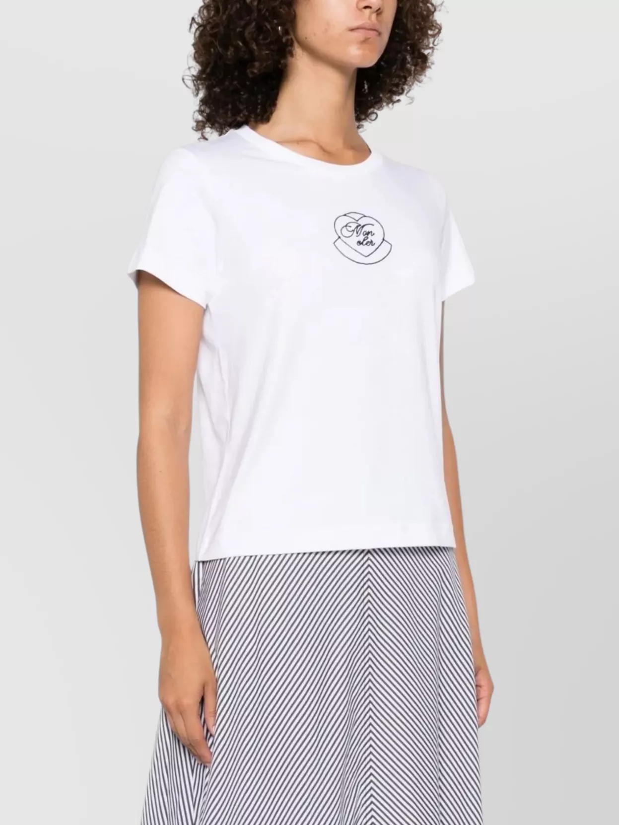 Moncler Heart Motif Short Sleeve Crew Neck Top