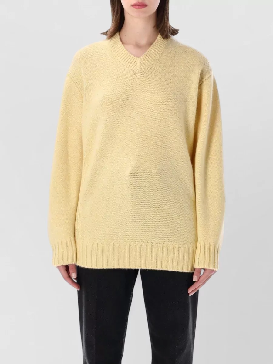 Bottega Veneta cashmere diagonal-knit oversized v-neck sweater