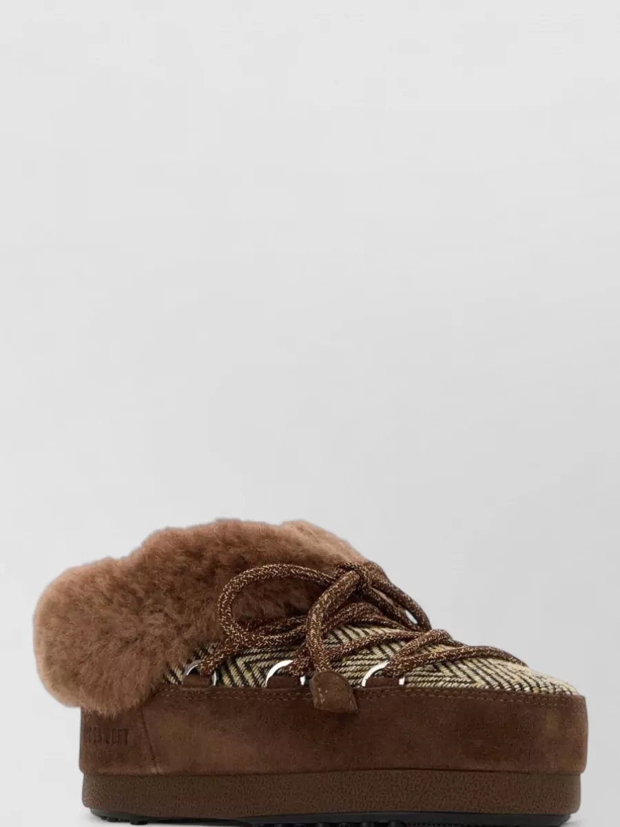 Moon Boot Fabric Guest In Residence Evx Ankle Slippers In Brown