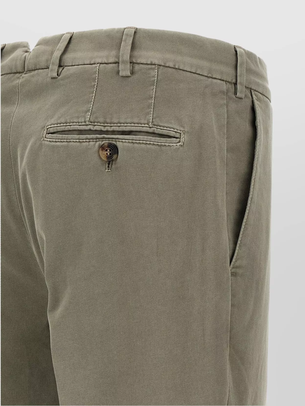 Brunello Cucinelli Cotton Trousers With Back Pockets And Belt Loops In Green