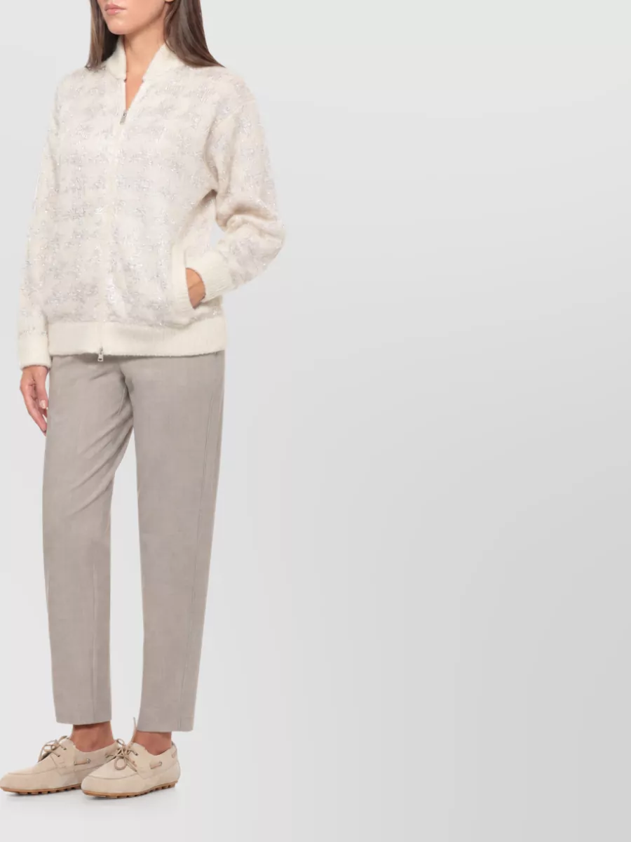 Panicale Embroidered Mohair-Blend Zip-Up Cardigan