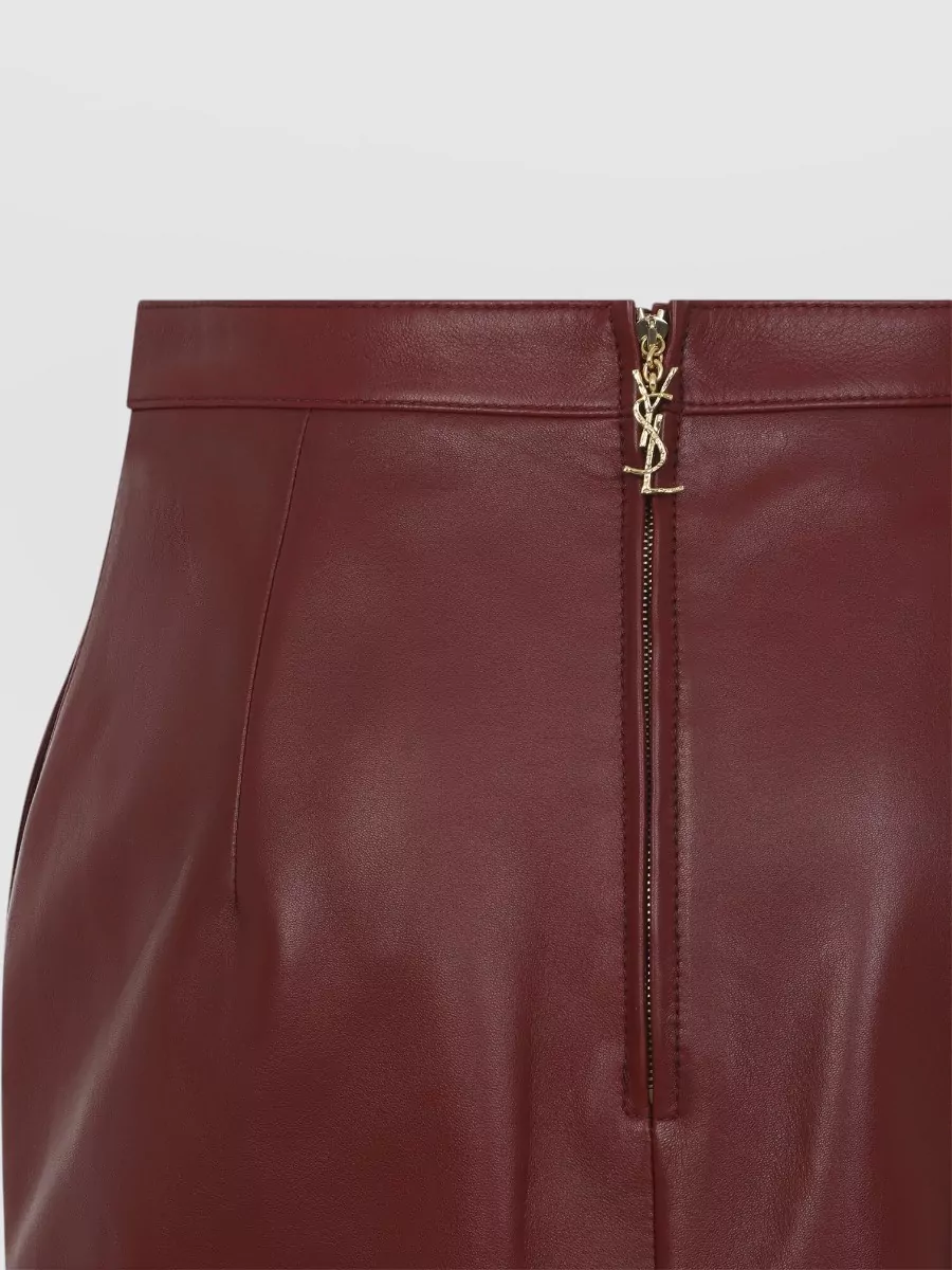 Saint Laurent High Waist Midi Skirt Knee Length Seams