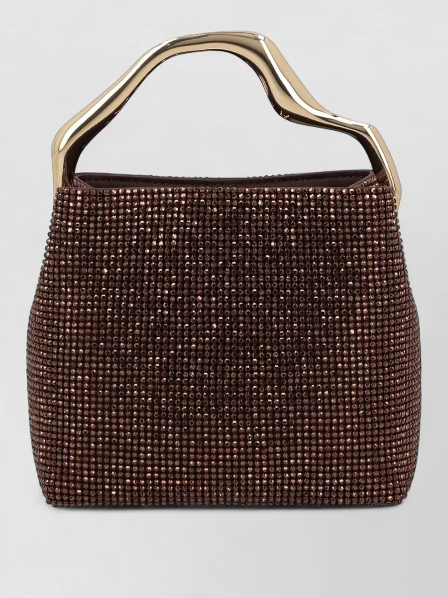 Cult Gaia rhinestone mesh mini tote bag