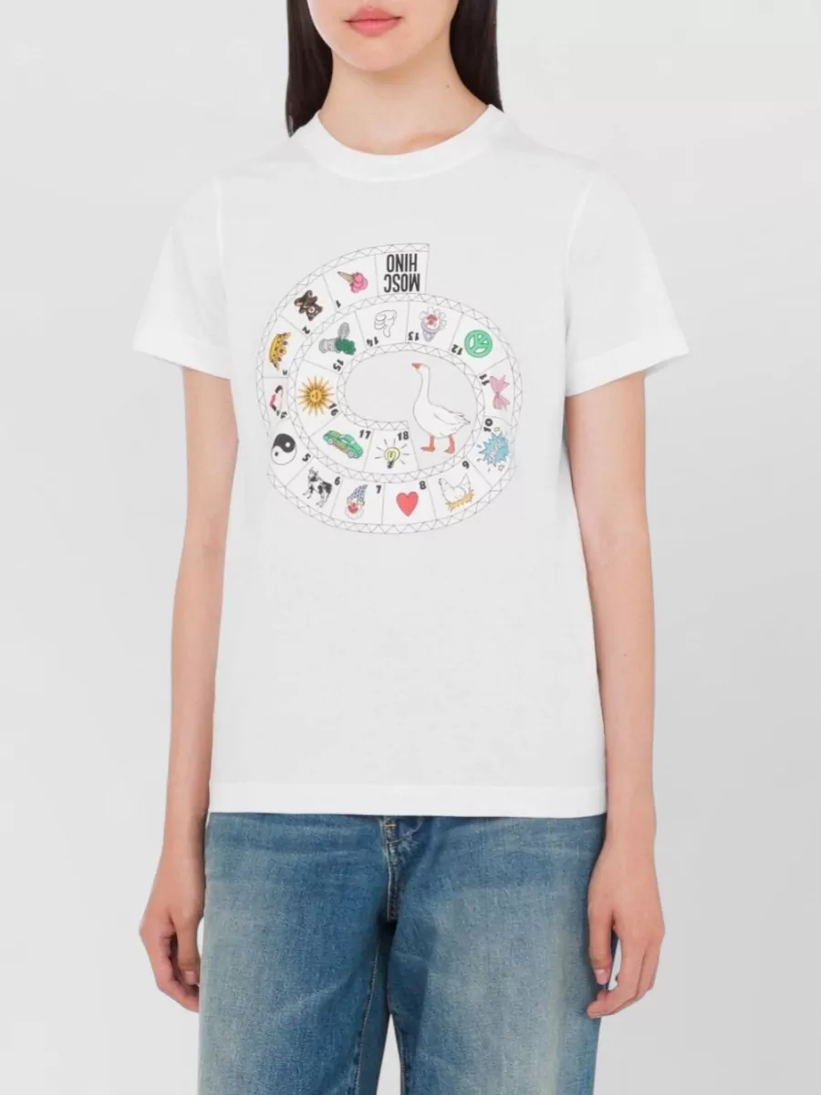 Moschino Short Sleeve Crew Neck Silk Nylon Top