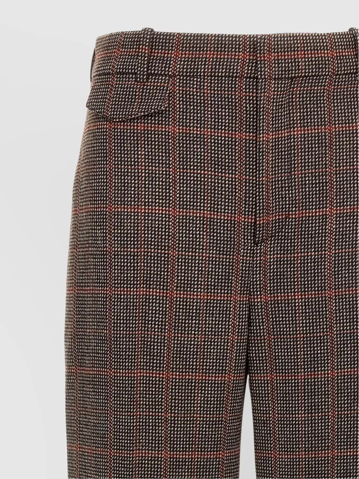 Chloé Flared Leg Wool Check Trousers