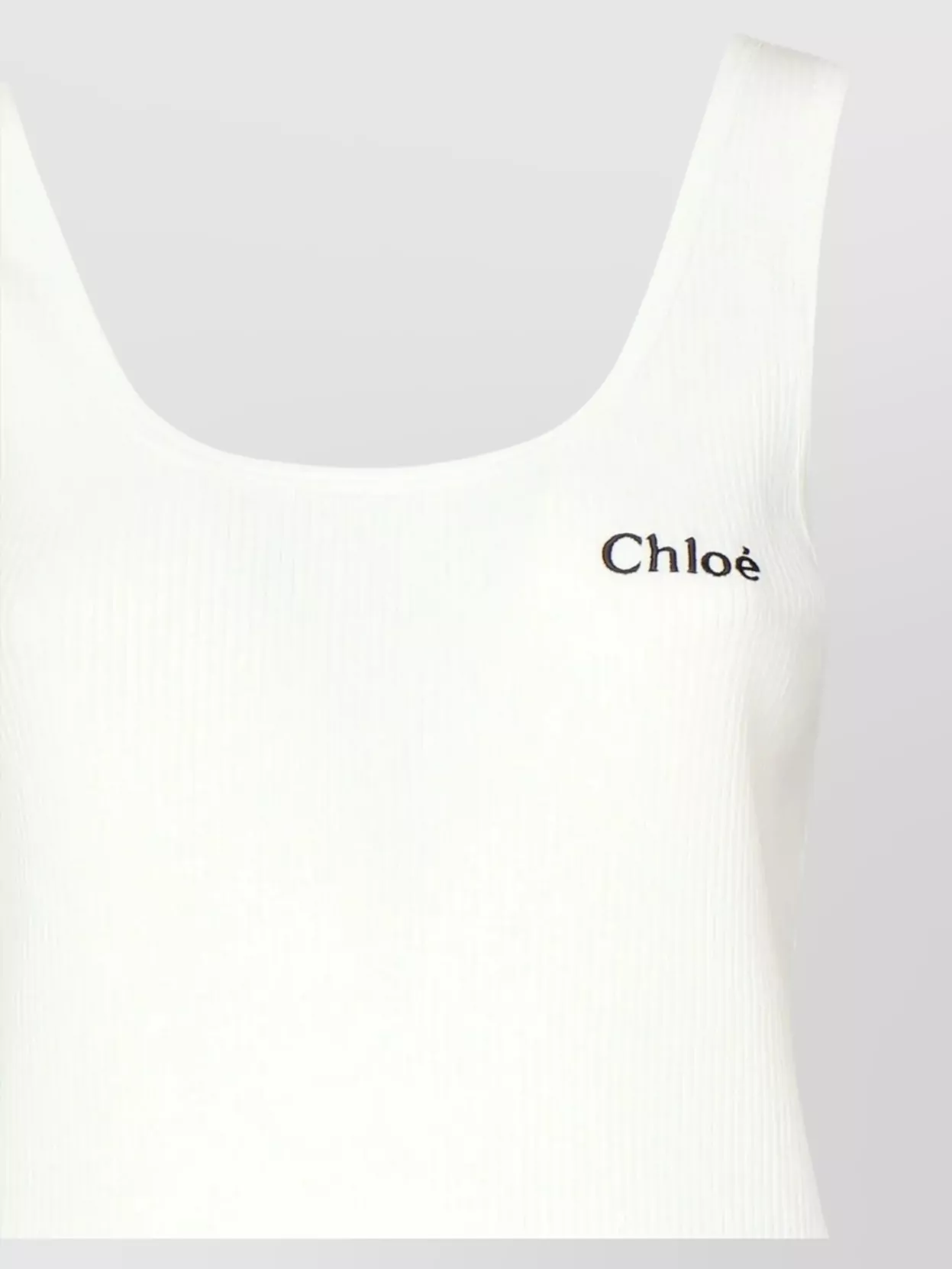 Chloé Embroidered Ribbed Cotton Tank