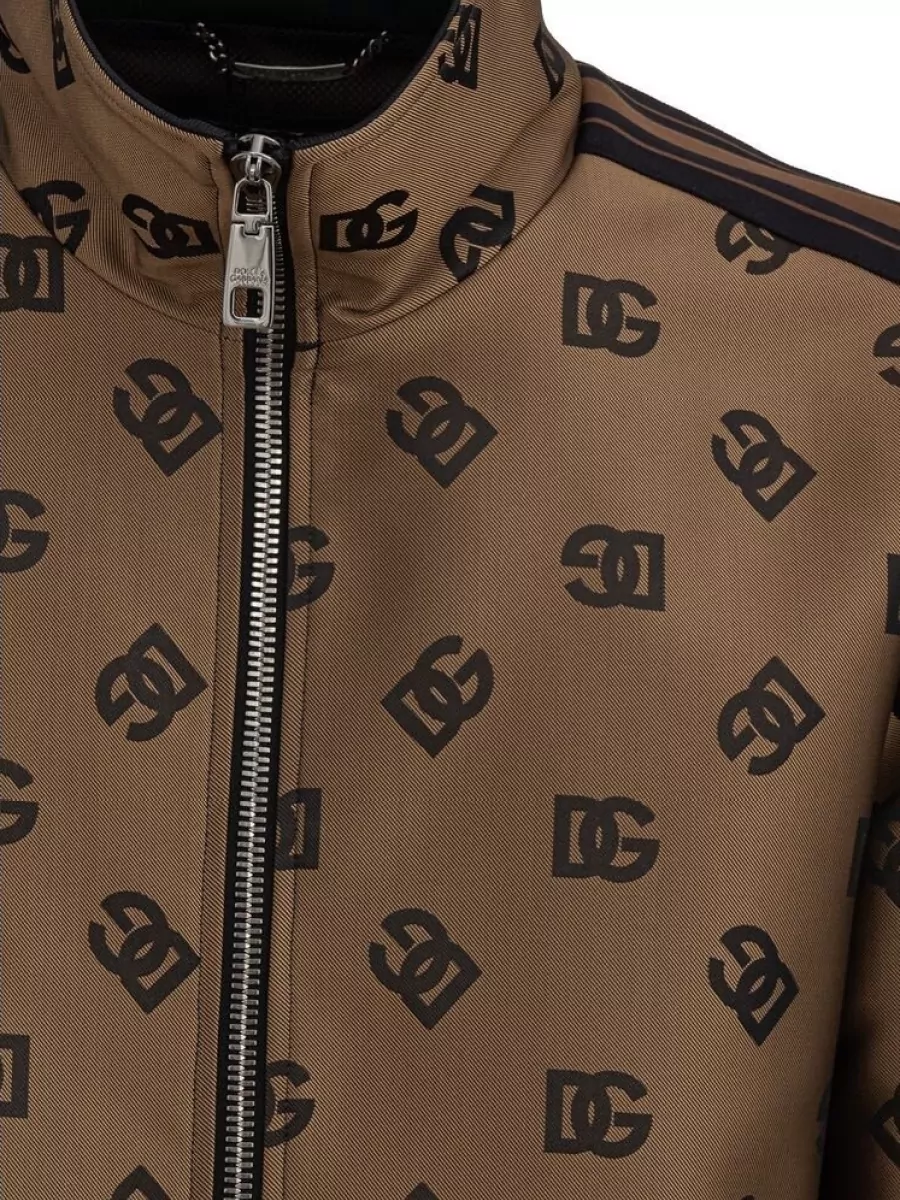Dolce&Gabbana Logo Print Polyester Single Breasted Coat