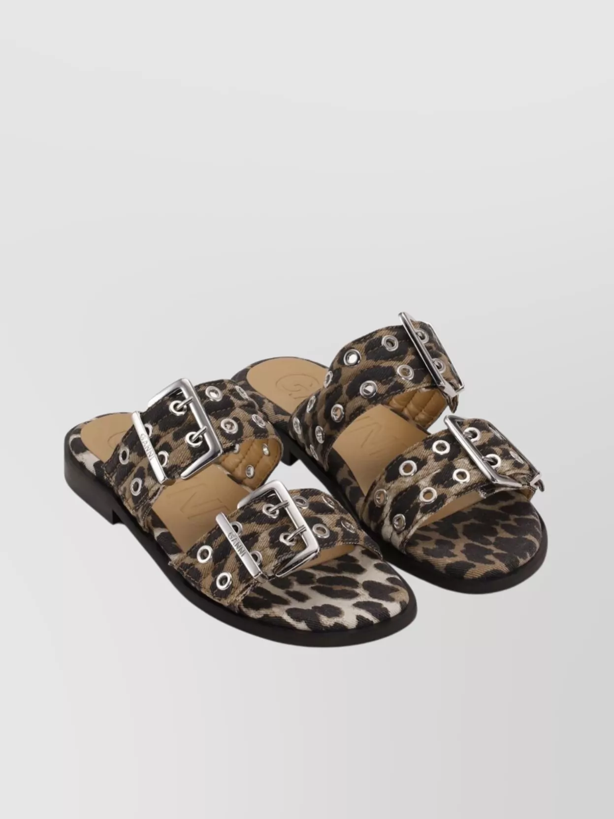Ganni Leopard Print Lace Sandals