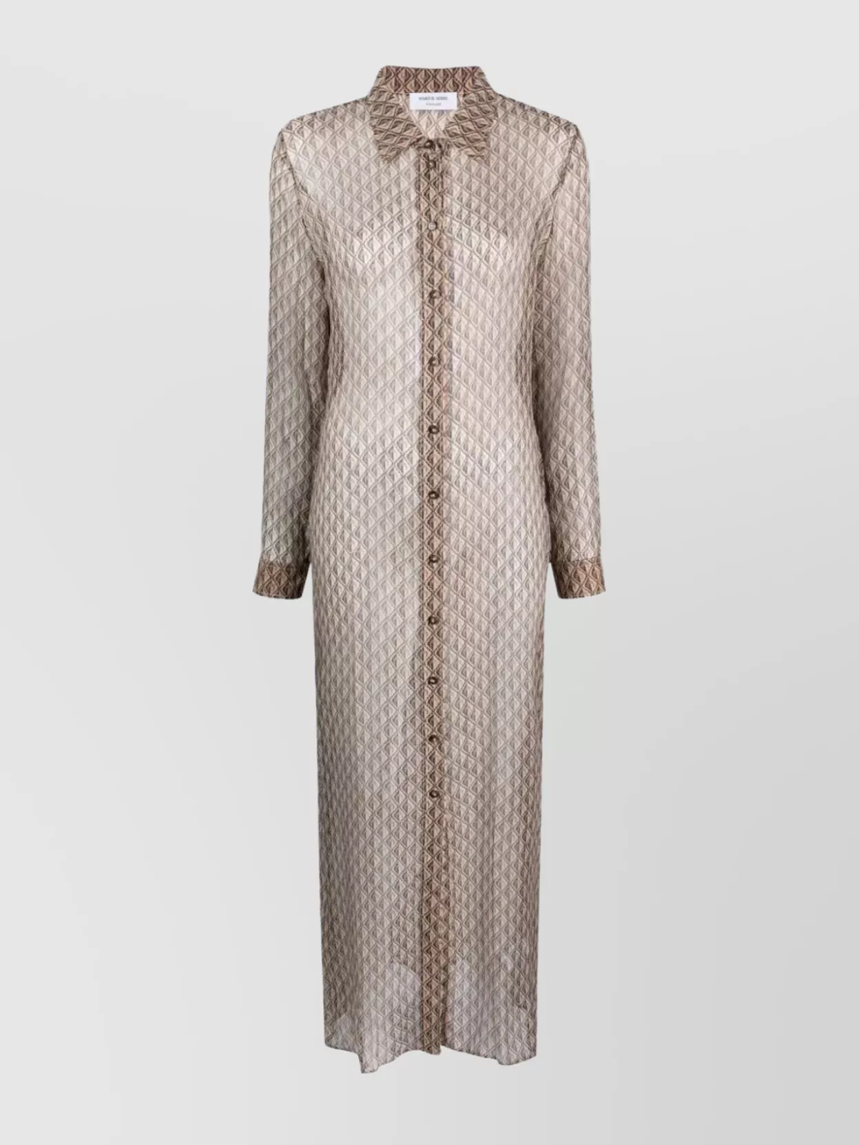 Marine Serre Silk Crepon Button Up Dress