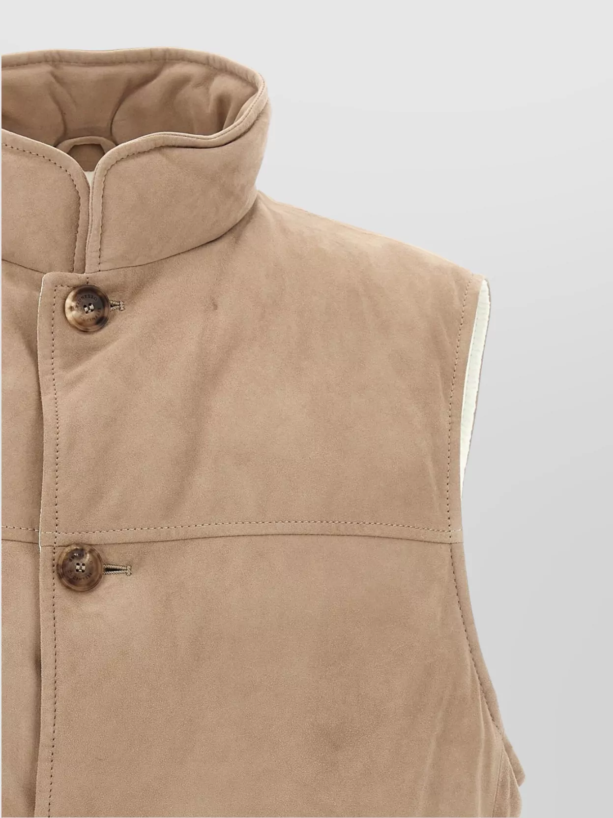Brunello Cucinelli High Collar Sleeveless Side Pockets Vest