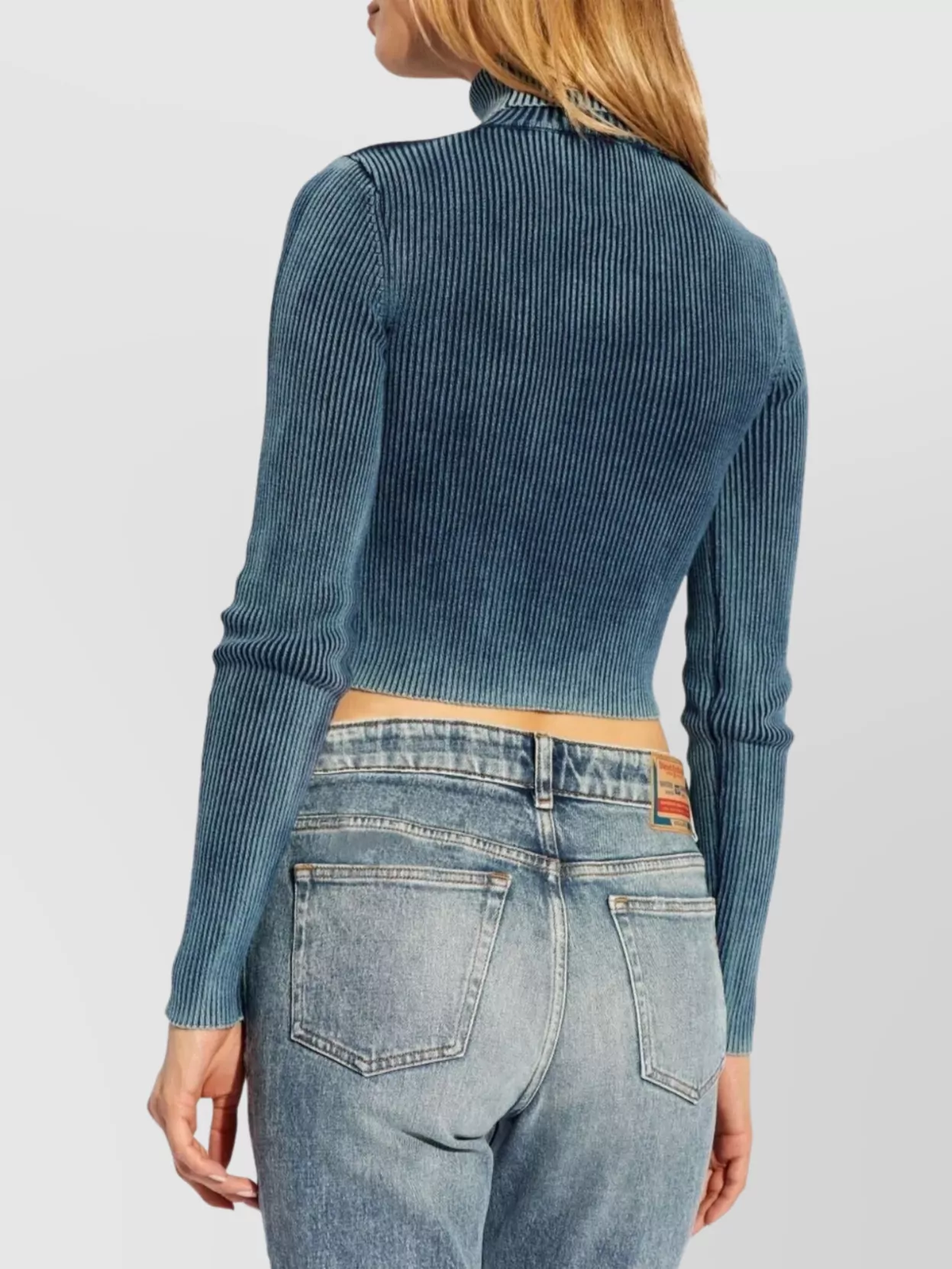 Diesel Cropped Turtleneck Sweater Ribbed Texture