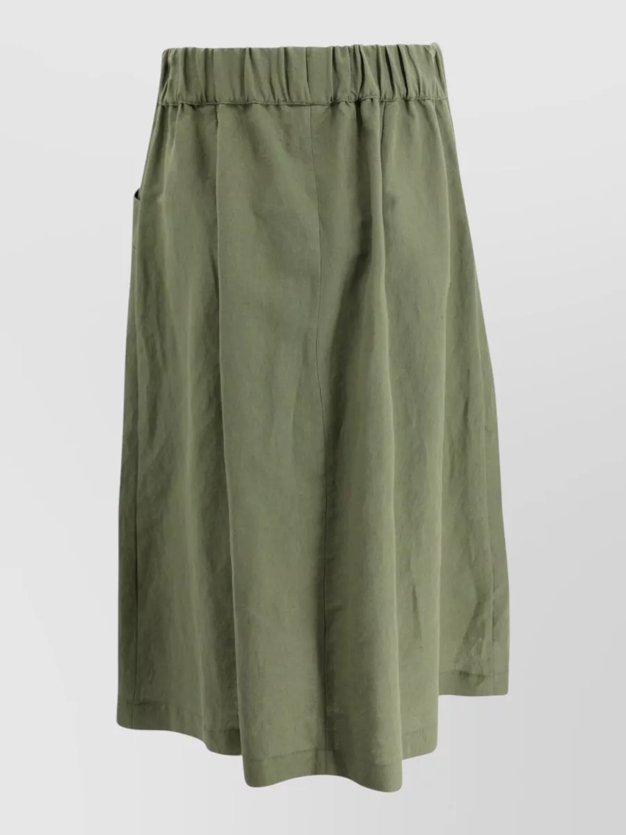 Whyci Linen High-Rise Pleated A-Line Skirt