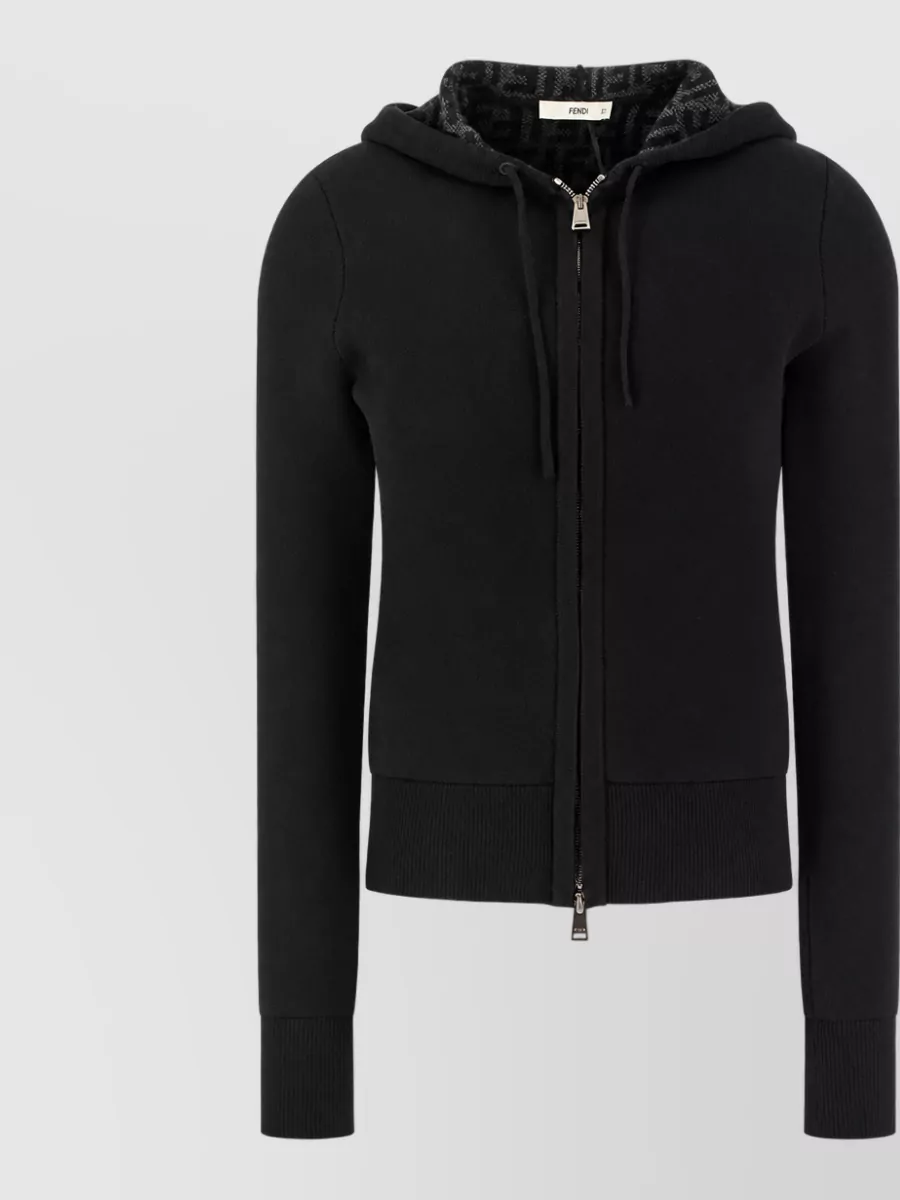 Fendi cashmere hooded zip-up jacket