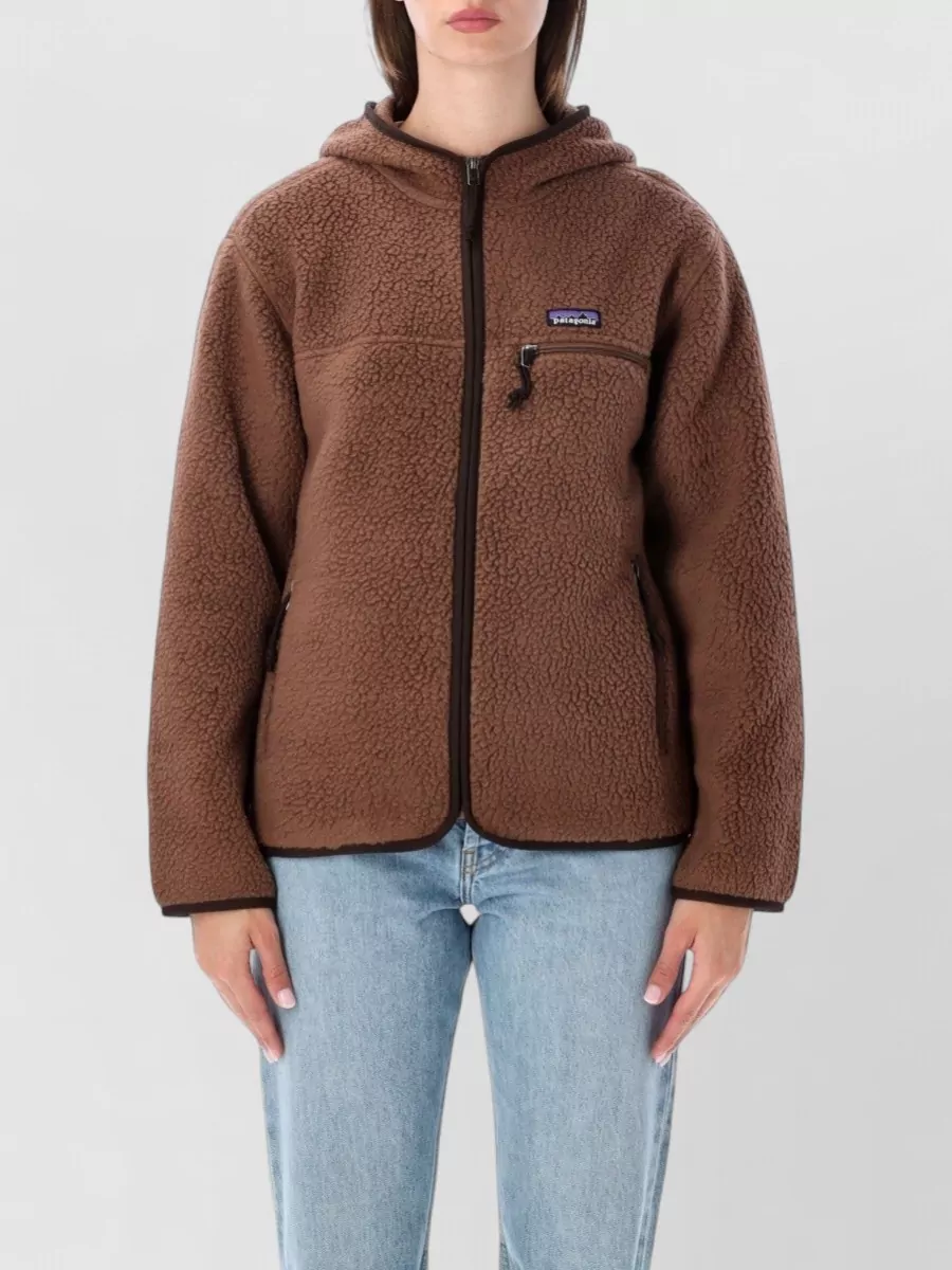 Patagonia recycled fleece hooded zip-up jacket