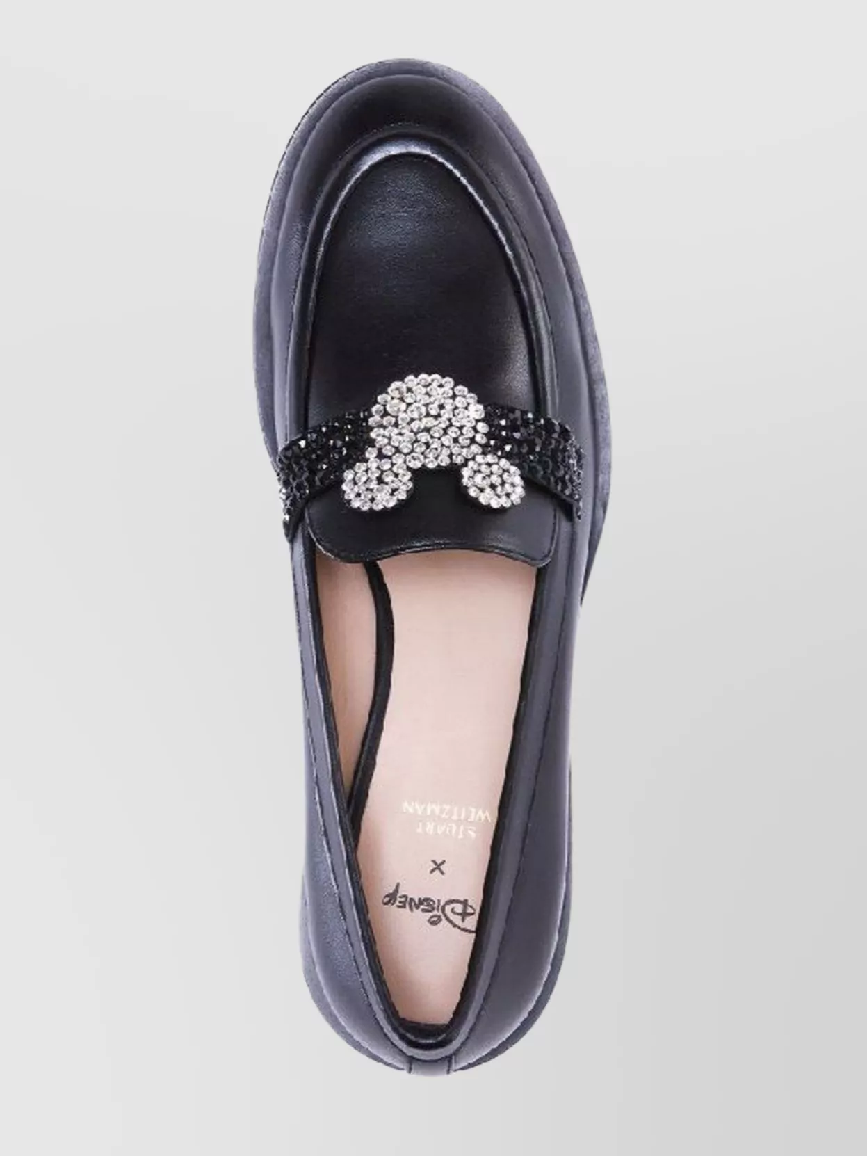 Stuart Weitzman Embellished Leather Loafers Round Toe