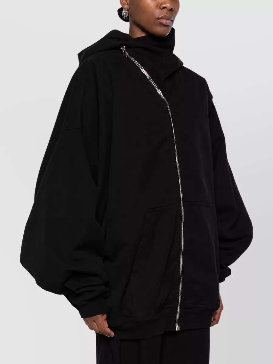 Rick Owens Drkshdw Cotton Oversized Hooded Asymmetric Zip Jacket