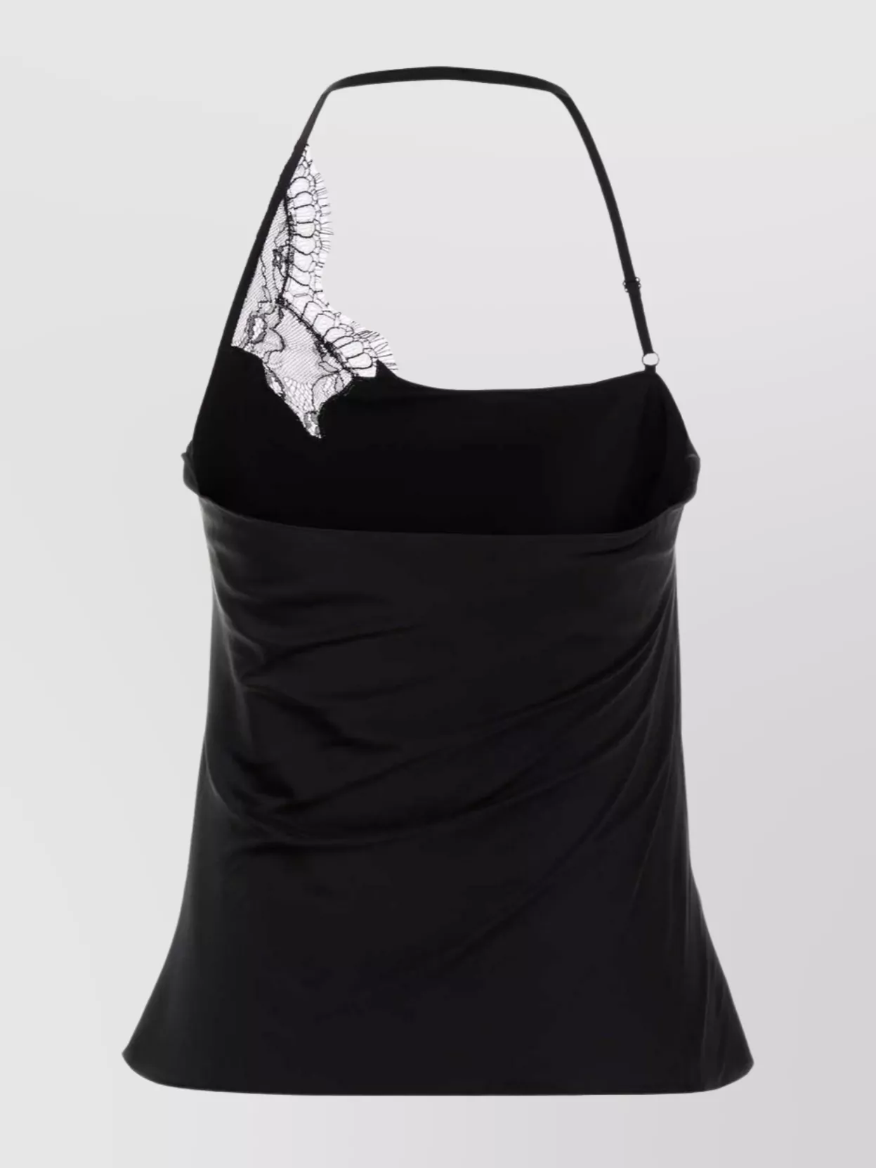 Courrèges Asymmetric Satin Top Lace Detail In Black